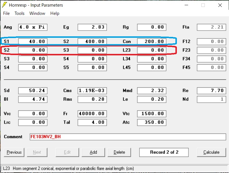 Hornrespでの長岡型BHの入力